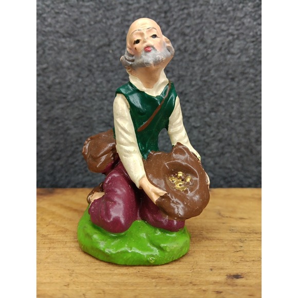 The Unbranded Brand Other - Vintage Shepherd Hand Painted Chalkware Nativity Figurine Italy replacement
